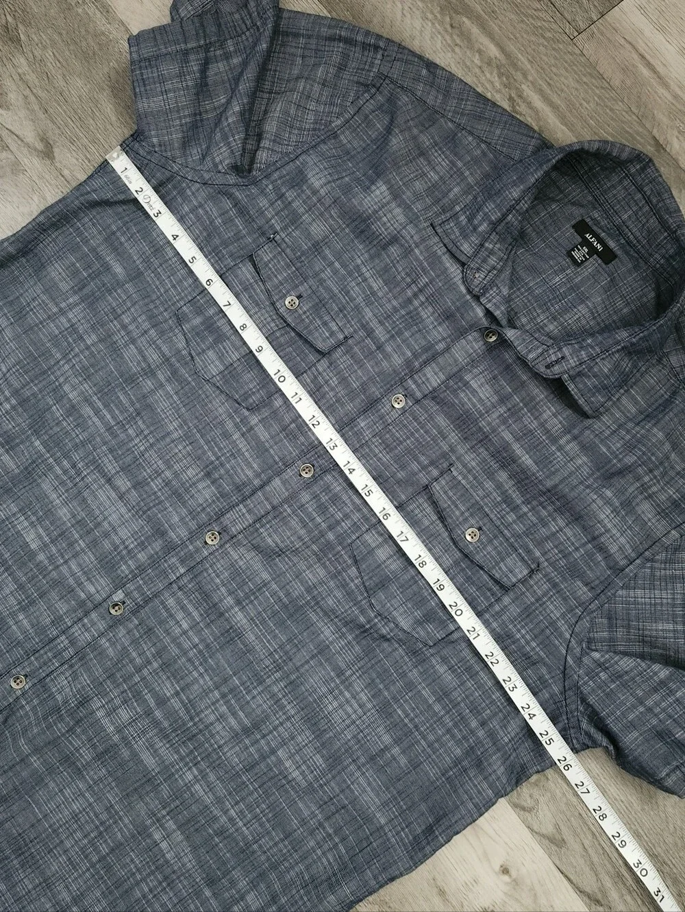 Alfani Men’s Short Sleeve Button-Down Shirt - Denim Blue Heather Size XXL - Picture 4 of 6